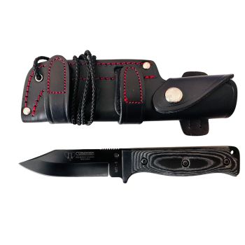 Cuchillo Cudeman 295-Z* MT-1 hoja de acero MoVa 1.4116 de 11 cm pavonada en negro y empuñadura de micarta negra de 11,5 cm
