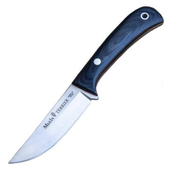 Cuchillo Muela TERRIER-9M con hoja de acero Nitro 42 de 9 cm y empuñadura de micarta negra de 10 cm